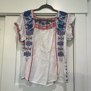 Johnny Was embroidered linen tee